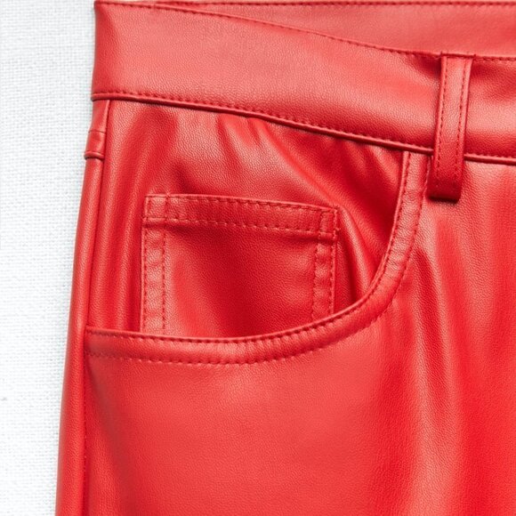Zara FULL LENGTH FAUX LEATHER PANTS - Picture 6 of 7